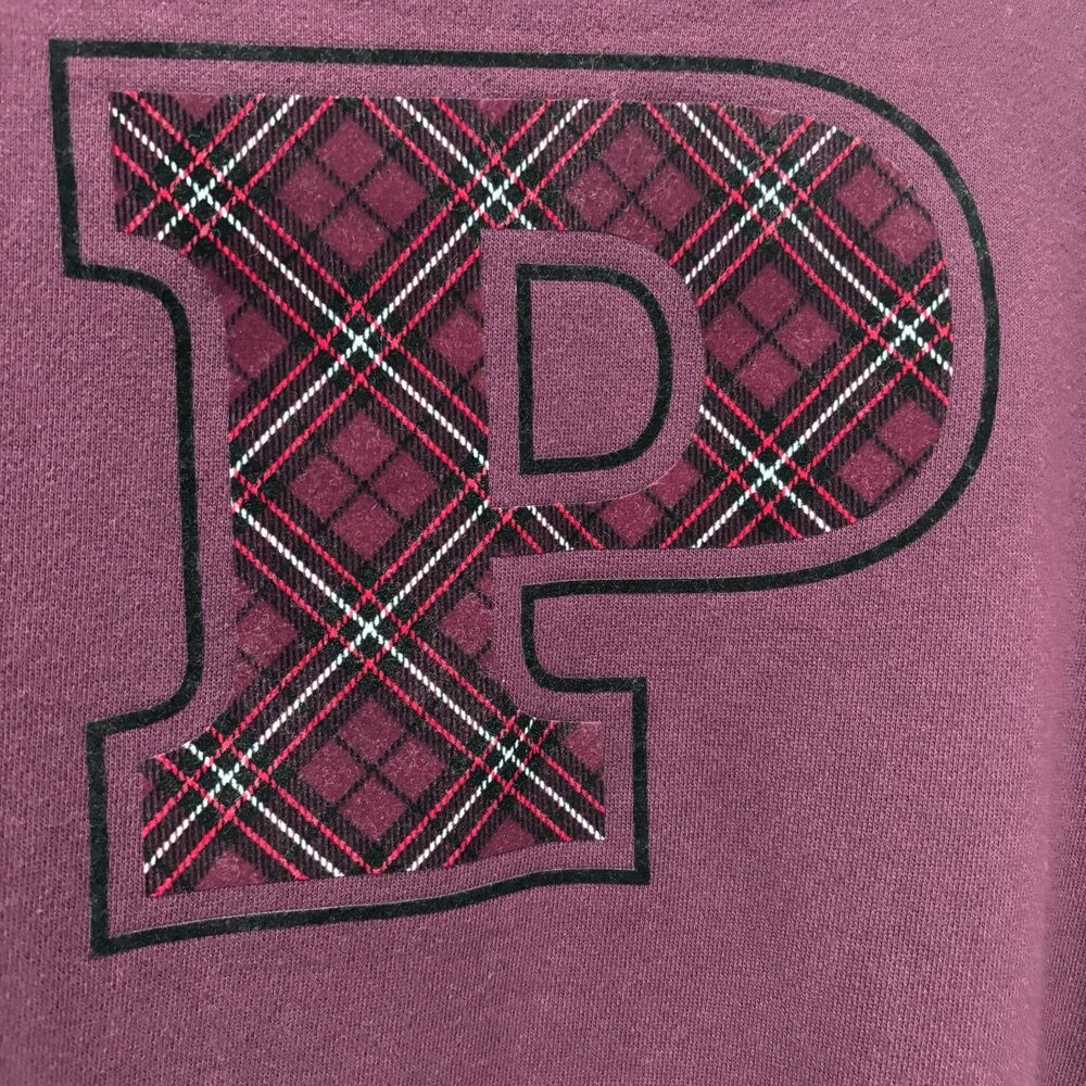Victoria’s Secret Pink Burgundy Boxy Varsity Hoodie M Academia Preppy Off-Duty - Picture 3 of 6